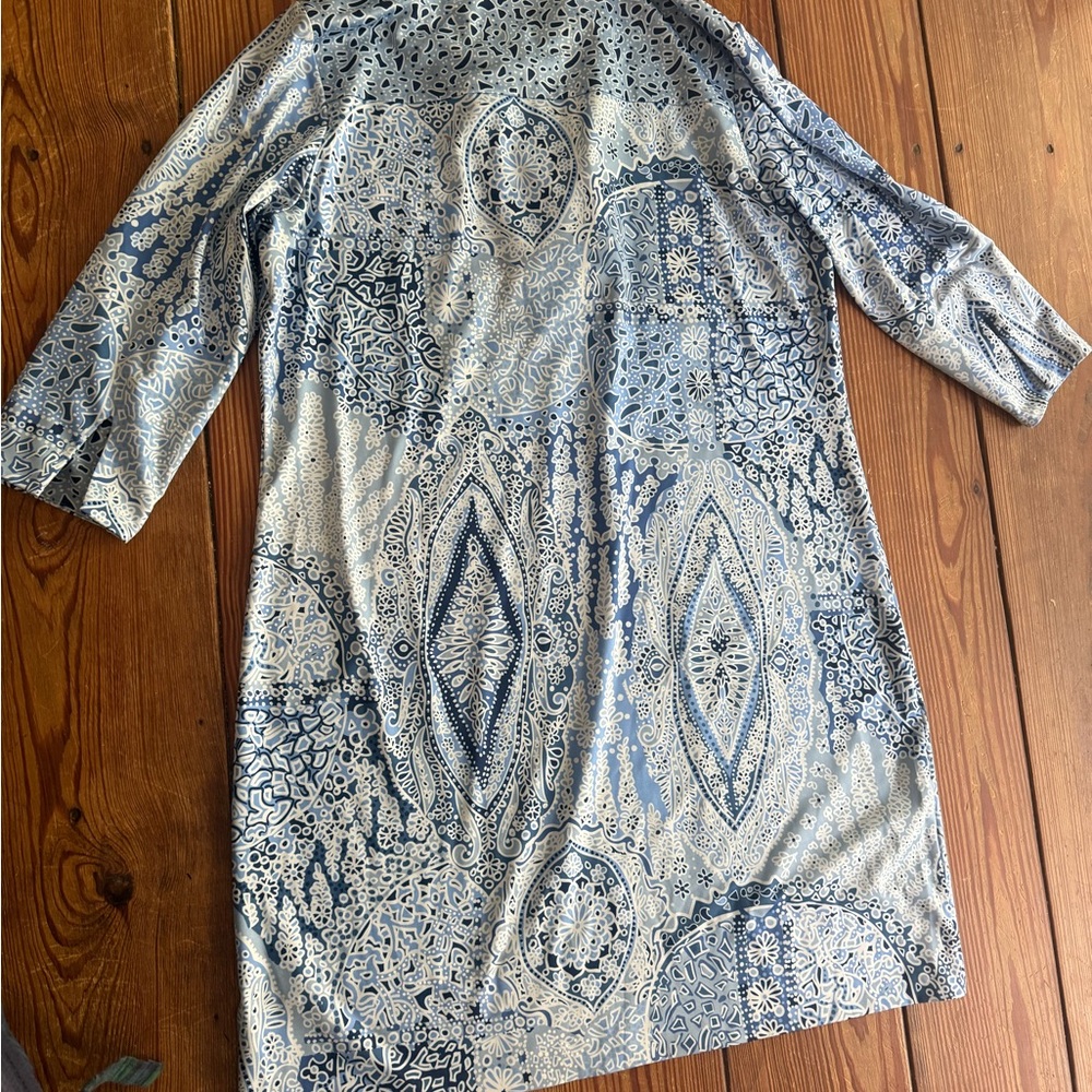 Gretchen Scott blue Paisley three-quarter length sleeve shirt dress - Picture 3 of 6